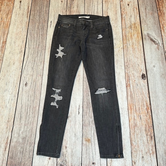 PISTOLA very distressed charcoal gray jeans - Picture 1 of 7